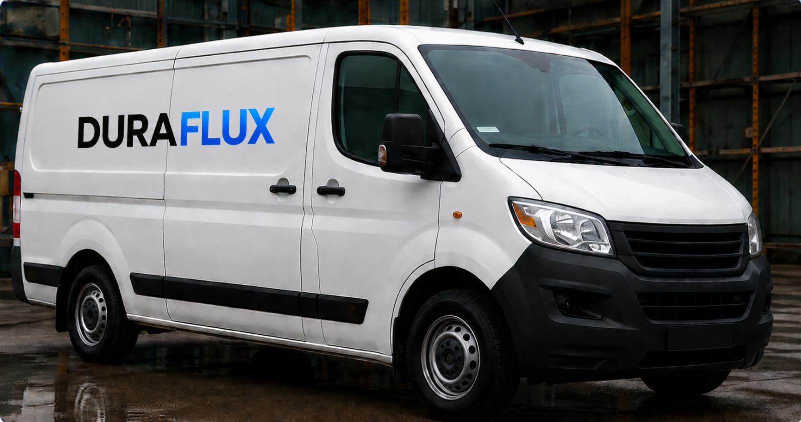 DuraFlux-branded delivery van for logistics and reach